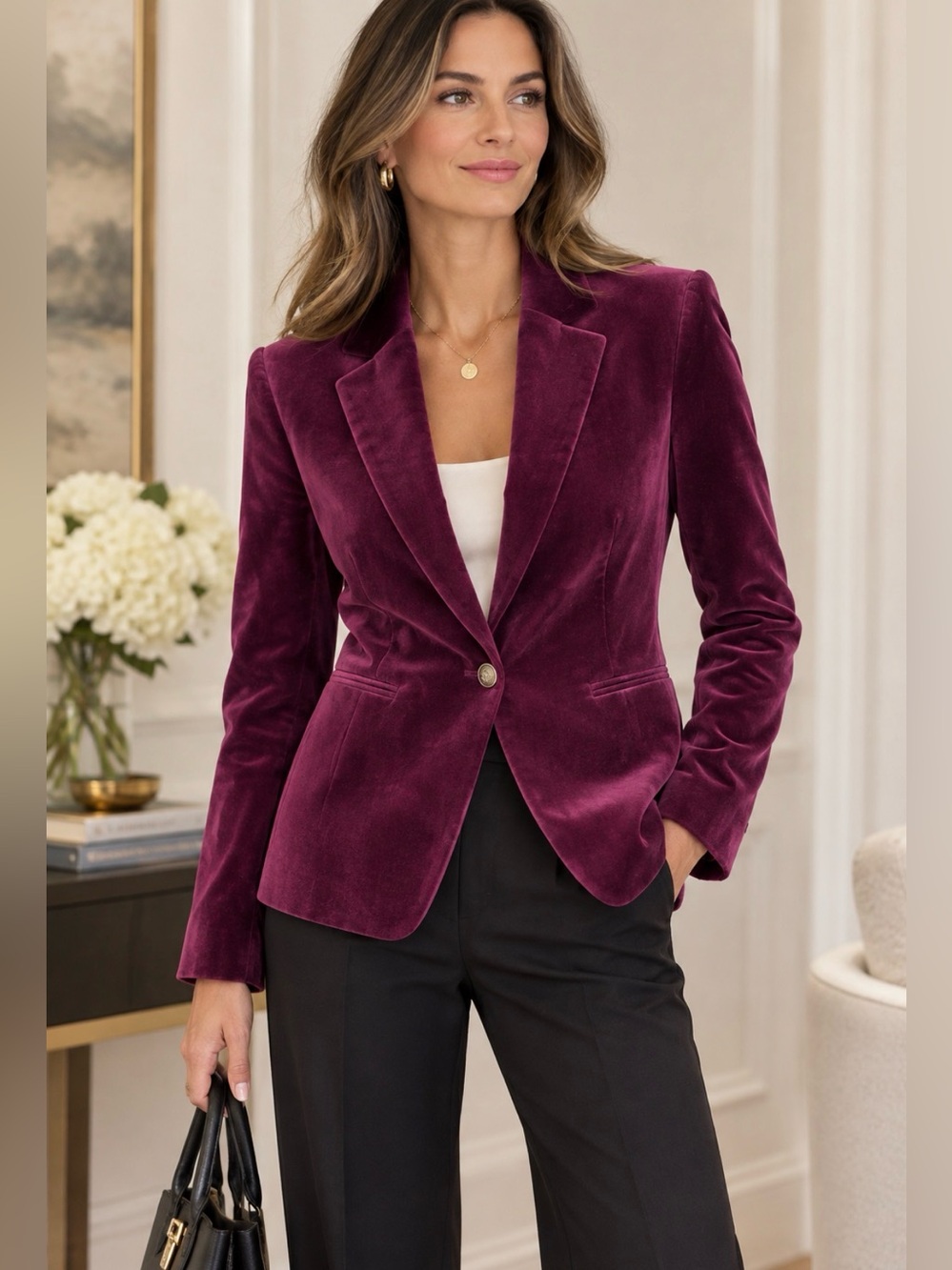 White House Black Market Plum Velvet Blazer | Size 0 | Like New